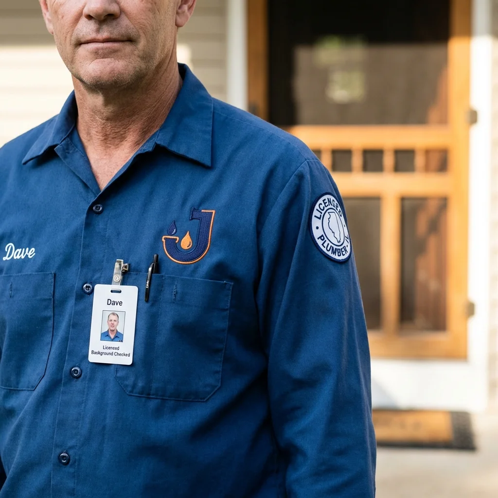 Licensed plumber showing ID badge in Renville, MN