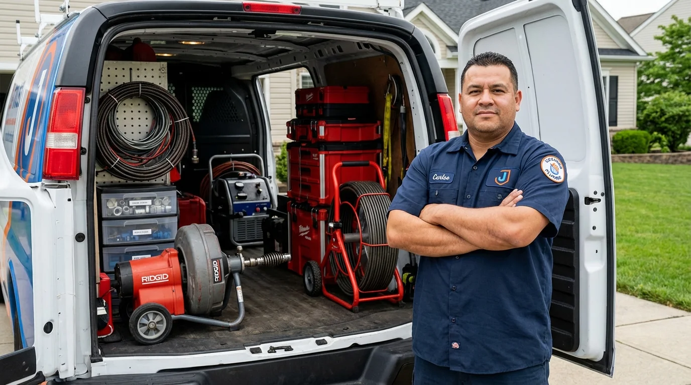Professional drain cleaning equipment and Johns Plumbing LLC plumber in Renville