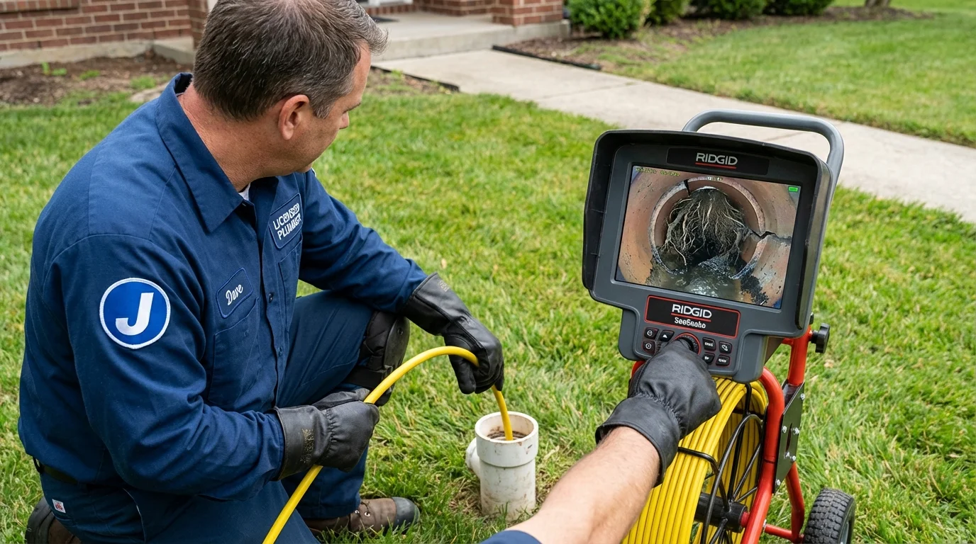 Sewer camera inspection being performed by Johns Plumbing LLC in Renville